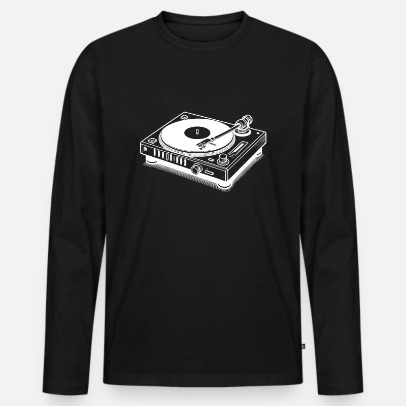 Plattenspieler - Männer Premium Bio Langarmshirt - Schwarz