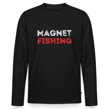 MAGNETFISCHEN METALL WÖRTER - Männer Premium Bio Langarmshirt - Schwarz - Vorne - Nico (187cm)