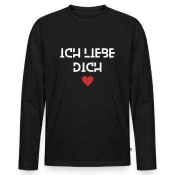 Ich liebe dich Lieblingsmensch Schatz Valentinstag - Männer Premium Bio Langarmshirt - Schwarz - Vorne - Nico (187cm)