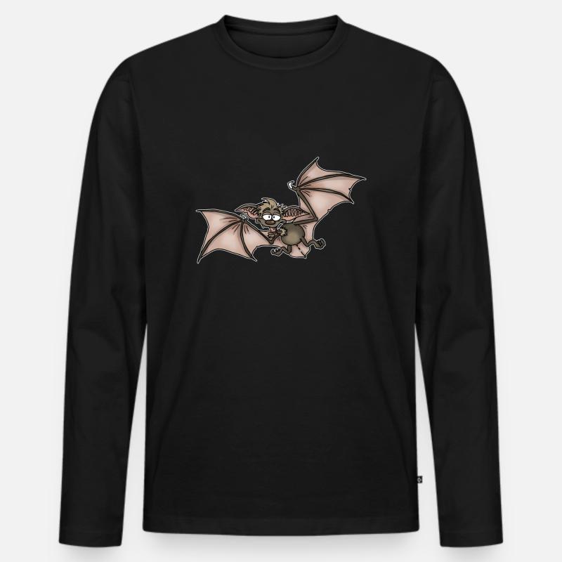 Fledermaus - Männer Premium Bio Langarmshirt - Schwarz