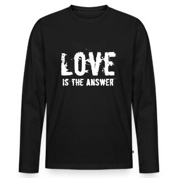 LOVE IS THE ANSWER - Men's Premium Organic Long Sleeve Shirt - black - Front - Nico (187cm)