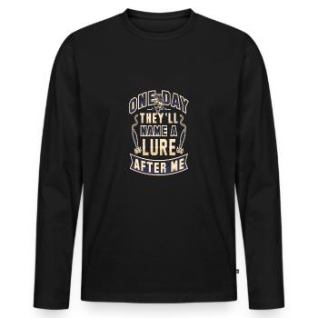 Cadeau de pêche pêcheur appât de pêche drôle - T-shirt manches longues Premium bio Homme - noir - Devant - Nico (187cm)