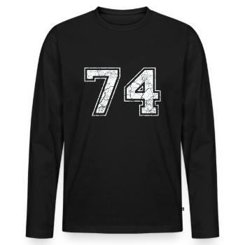 74 dans blanc in Used Look - T-shirt manches longues Premium bio Homme - noir - Devant - Nico (187cm)