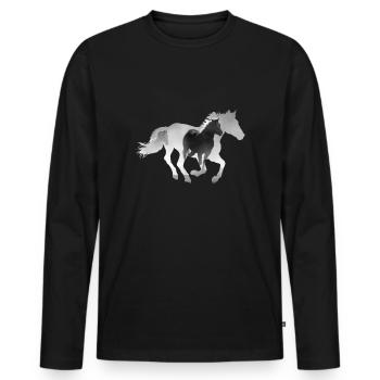 Horse gallop - Men's Premium Organic Long Sleeve Shirt - black - Front - Nico (187cm)