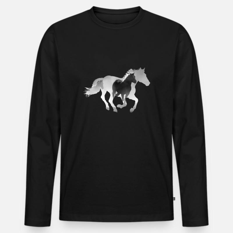 Pferd Galopp - Männer Premium Bio Langarmshirt - Schwarz
