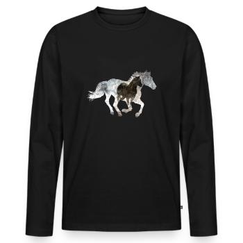 Galloping horse - Men's Premium Organic Long Sleeve Shirt - black - Front - Nico (187cm)