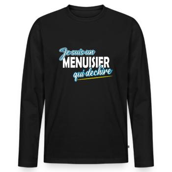 Menuisier - T-shirt manches longues Premium bio Homme - noir - Devant - Nico (187cm)