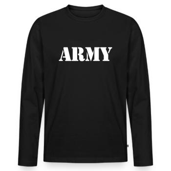 ARMÉE militaire - T-shirt manches longues Premium bio Homme - noir - Devant - Nico (187cm)