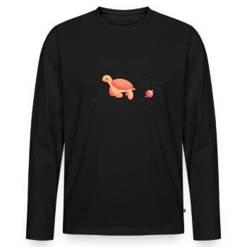 tortue astronaute dans l'espace - T-shirt manches longues Premium bio Homme - noir - Devant - Nico (187cm)