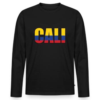 Cali - T-shirt manches longues Premium bio Homme - noir - Devant - Nico (187cm)