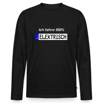 100 Prozent Elektrisch Kennzeichen - Männer Premium Bio Langarmshirt - Schwarz - Vorne - Nico (187cm)