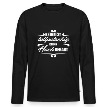 Ich bin nicht tollpatschig lustiger Spruch - Männer Premium Bio Langarmshirt - Schwarz - Vorne - Nico (187cm)