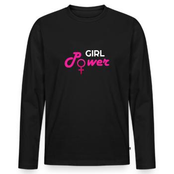 Mädchen-Power, Mädchen, Mädchen-Power Hoodies, Mädchen Macht - Männer Premium Bio Langarmshirt - Schwarz - Vorne - Nico (187cm)