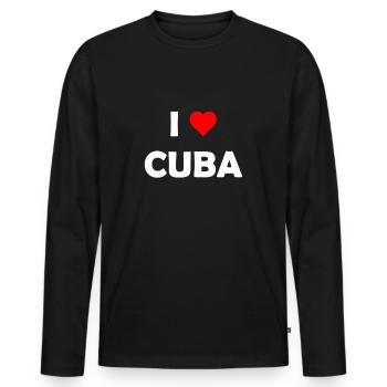 J’aime Cuba - J’aime Cuba - La Havane - Caraïbes - T-shirt manches longues Premium bio Homme - noir - Devant - Nico (187cm)