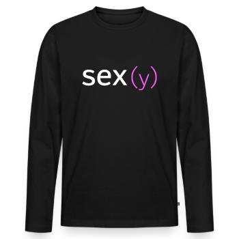 sex(y) - Männer Premium Bio Langarmshirt - Schwarz - Vorne - Nico (187cm)