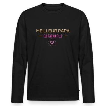 MEILLEUR PAPA ELU PAR MA FILLE - T-shirt manches longues Premium bio Homme - noir - Devant - Nico (187cm)