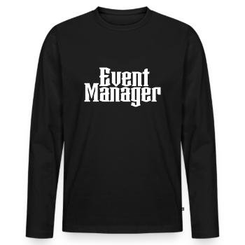 black Shirt Event Manager - Männer Premium Bio Langarmshirt - Schwarz - Vorne - Nico (187cm)