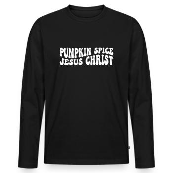 épice à la citrouille Jésus-Christ - T-shirt manches longues Premium bio Homme - noir - Devant - Nico (187cm)