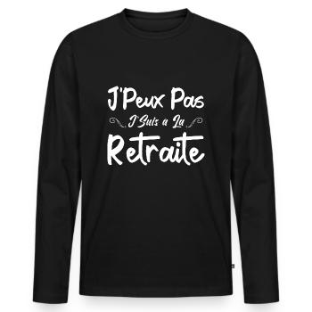 J'peux Pas J'Suis à la Retraite - T-shirt manches longues Premium bio Homme - noir - Devant - Nico (187cm)