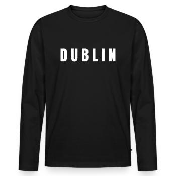 D U B L I N - Dublin City - Men's Premium Organic Long Sleeve Shirt - black - Front - Nico (187cm)
