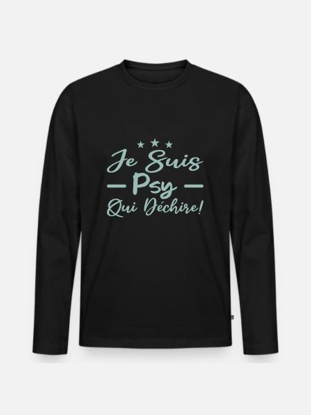 je suis psy qui déchire - T-shirt manches longues Premium bio Homme - noir