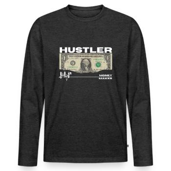 Hustler - T-shirt manches longues Premium bio Homme - anthracite chiné - Devant - Nico (187cm)