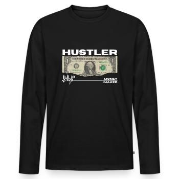 Hustler - T-shirt manches longues Premium bio Homme - noir - Devant - Nico (187cm)