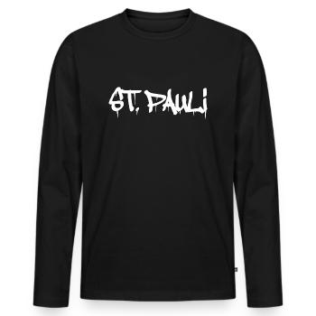 St. Pauli Hamburg Sankt Pauli - Men's Premium Organic Long Sleeve Shirt - black - Front - Nico (187cm)