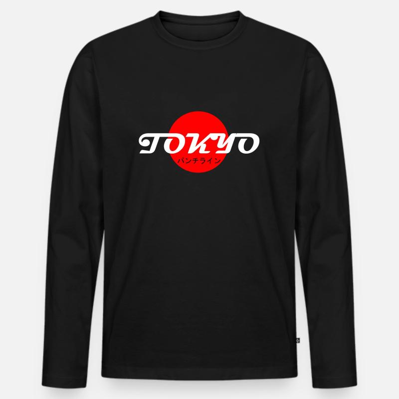 Tokio RotWeiß - Männer Premium Bio Langarmshirt - Schwarz