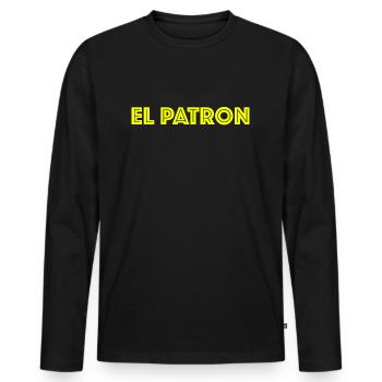 El Patron! Mafia Pablo Escobar lustige Sprüche Fun - Männer Premium Bio Langarmshirt - Schwarz - Vorne - Nico (187cm)