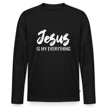 Jesus Gift Proverbs - Men's Premium Organic Long Sleeve Shirt - black - Front - Nico (187cm)