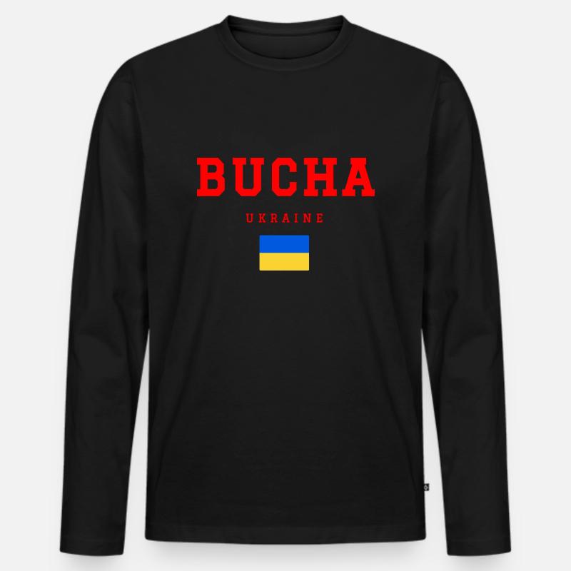 Bucha Ukraine - Männer Premium Bio Langarmshirt - Schwarz