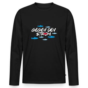 À contre-courant - T-shirt manches longues Premium bio Homme - noir - Devant - Nico (187cm)