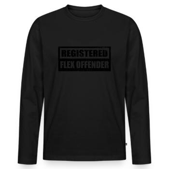 Funny Registered Flex Offender Bodybuilding - Men's Premium Organic Long Sleeve Shirt - black - Front - Nico (187cm)