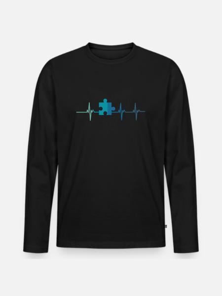 Heartbeat autism puzzle - Men's Premium Organic Long Sleeve Shirt - black