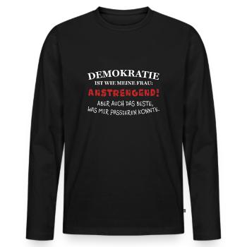 Demokratie Motiv - Männer Premium Bio Langarmshirt - Schwarz - Vorne - Nico (187cm)