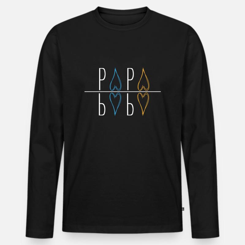 Papa - Männer Premium Bio Langarmshirt - Schwarz