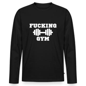 Gym - Men's Premium Organic Long Sleeve Shirt - black - Front - Nico (187cm)