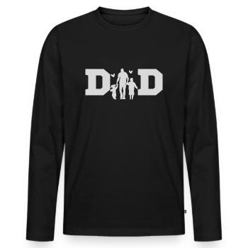 Dad and Kids Heart Family Silhouette - Men's Premium Organic Long Sleeve Shirt - black - Front - Nico (187cm)