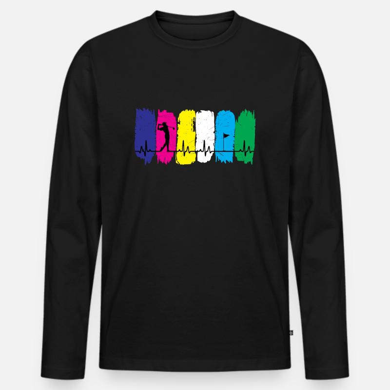 Golf-Herzschlag - Männer Premium Bio Langarmshirt - Schwarz