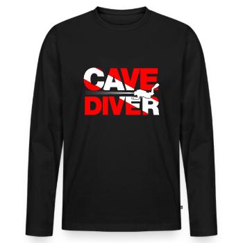 cave diver - T-shirt manches longues Premium bio Homme - noir - Devant - Nico (187cm)
