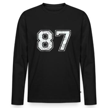 87 dans blanc in Used Look - T-shirt manches longues Premium bio Homme - noir - Devant - Nico (187cm)