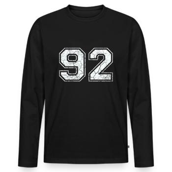 92 dans blanc in Used Look - T-shirt manches longues Premium bio Homme - noir - Devant - Nico (187cm)