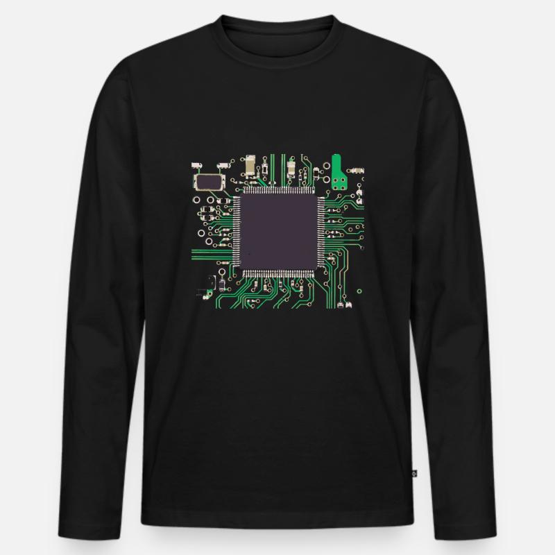 Computerchip - Männer Premium Bio Langarmshirt - Schwarz