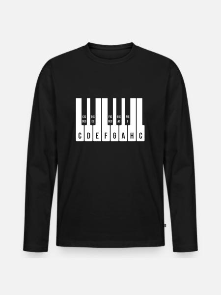Klaviatur C-Dur Tonleiter (Klavier / Musik / 1C) - Männer Premium Bio Langarmshirt - Schwarz