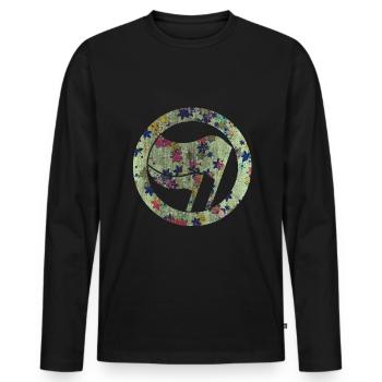 anti-fascist against fascism flowers - Men's Premium Organic Long Sleeve Shirt - black - Front - Nico (187cm)
