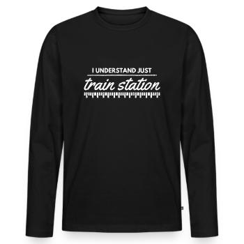 Train Station Train Station Denglish Fun - Men's Premium Organic Long Sleeve Shirt - black - Front - Nico (187cm)