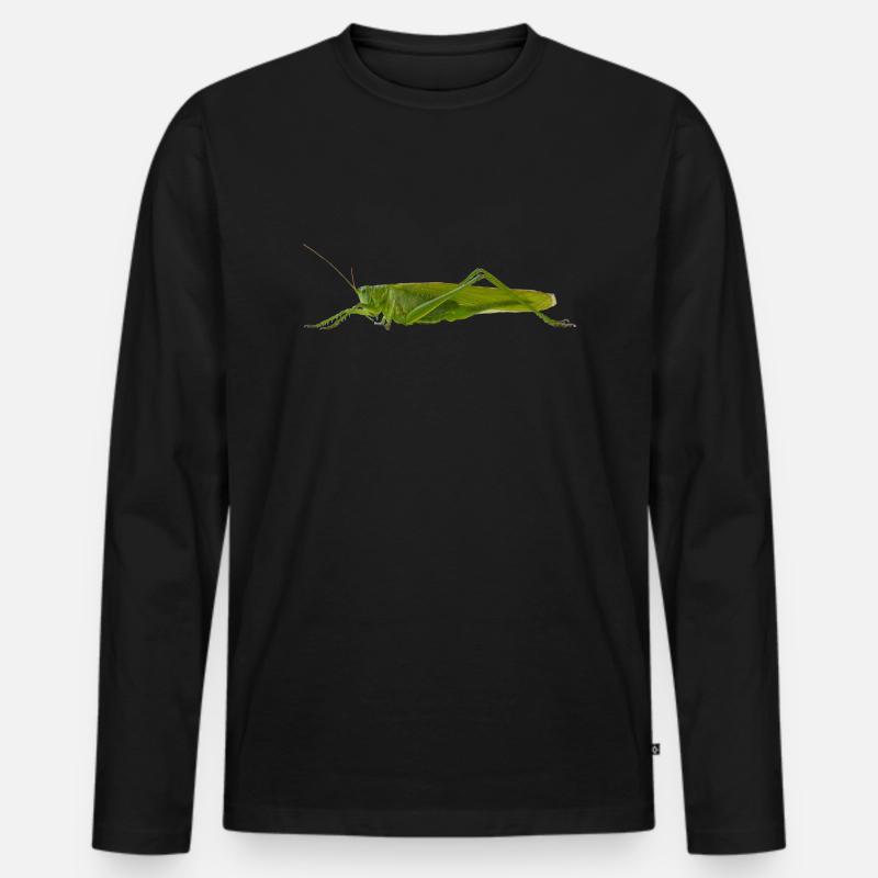 Grashüpfer oder Heupferd Insekt als Geschenk - Männer Premium Bio Langarmshirt - Schwarz
