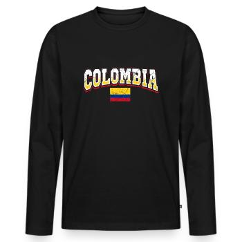 Colombie - T-shirt manches longues Premium bio Homme - noir - Devant - Nico (187cm)