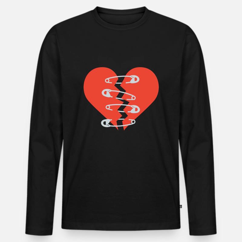 broken heart-repaired heart - Männer Premium Bio Langarmshirt - Schwarz